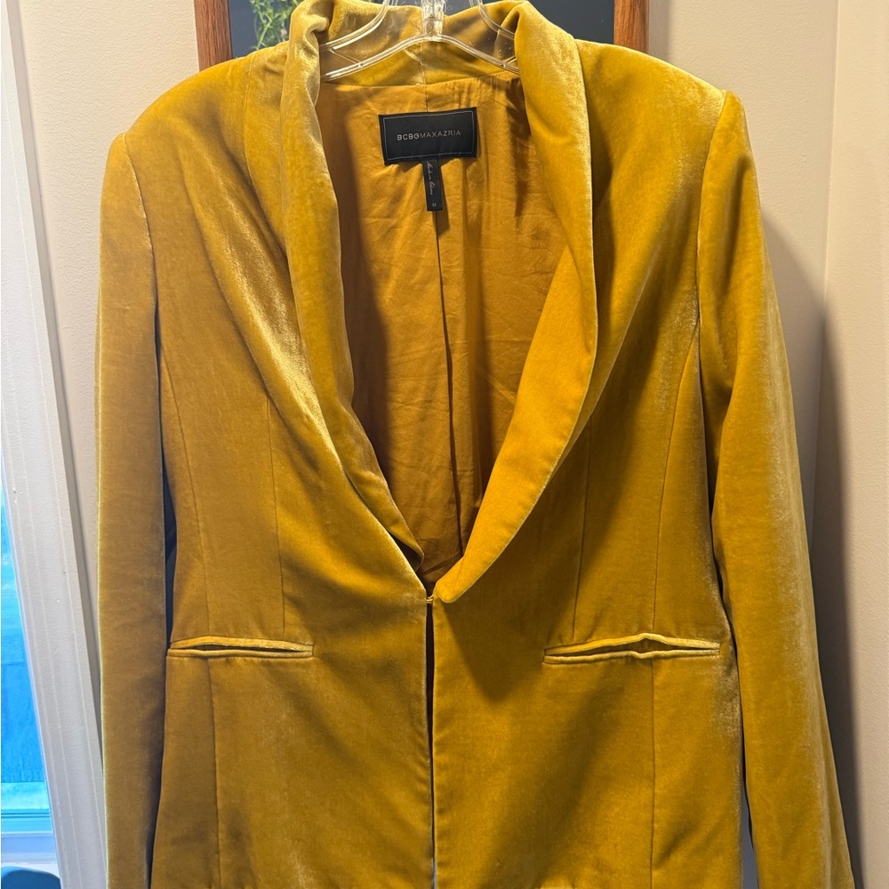 BCBGMaxAzria Yellow Velvet Blazer